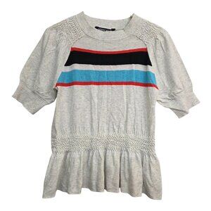 Thomas Wylde Shortsleeve Peplum Stripe Blouse Top Small